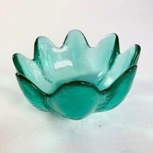 Blenko Glass Lt Sea Green Lotus Bowl Wayne Husted 1970 Design - 5.5" w
